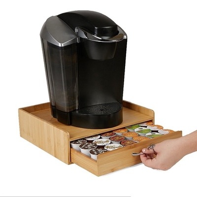 Caixas de armazenamento de chá de cápsulas de café de bambu sustentáveis com gaveta