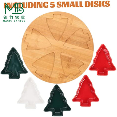 Bamboo Natural Deli Tray Sustentável Com Árvore de Natal em forma de placa de cerâmica