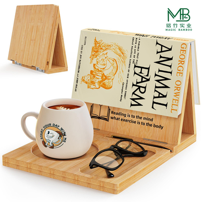 Estante de livros triangular de cor de bambu estante dobrável com suportador de óculos para Estudo Familiar