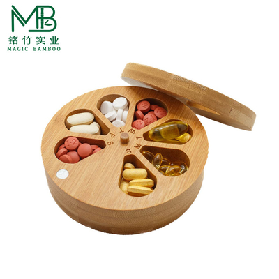 Armazenamento portátil de medicamentos de bambu para viagens