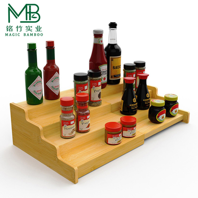 Bamboo Quatro camadas expansível Condimento talheres de armazenamento caixa de armazenamento rack para armazenamento de cozinha doméstica