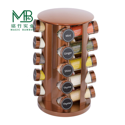 Gráfico 360° Rotável Bamboo Especiarias garrafas de armazenamento Rack Para cozinha de hotel