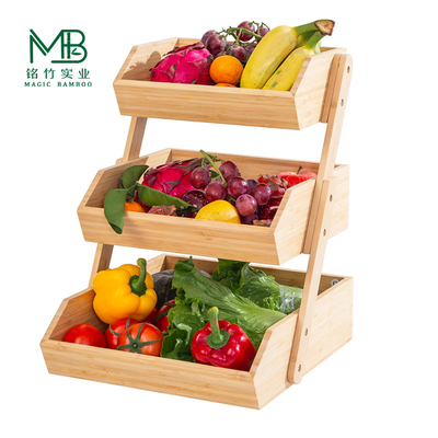 3 camadas de bambu para armazenamento de frutas e vegetais