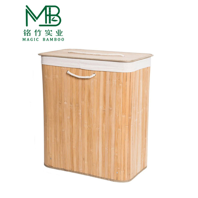 Cesto de roupa de banho de camada dupla de bambu