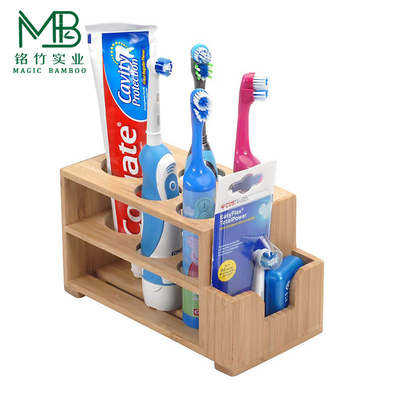 Suporte para escova de dentes elétrica de bambu resistente à umidade com ranhura de armazenamento lateral